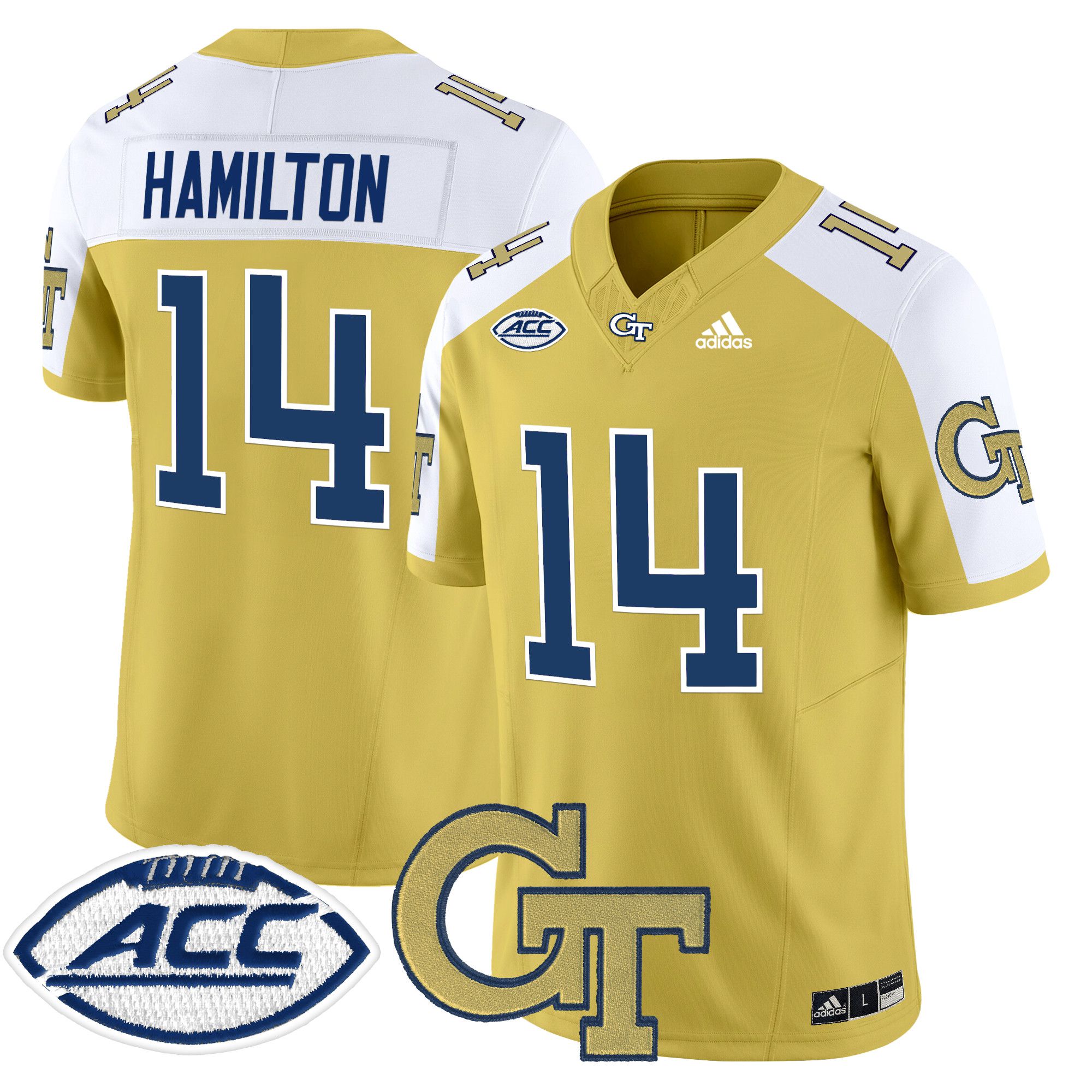 Men Georgia Tech #14 Hamilton Yellow Asidas 2024 Vapor Limited NCAA Jersey